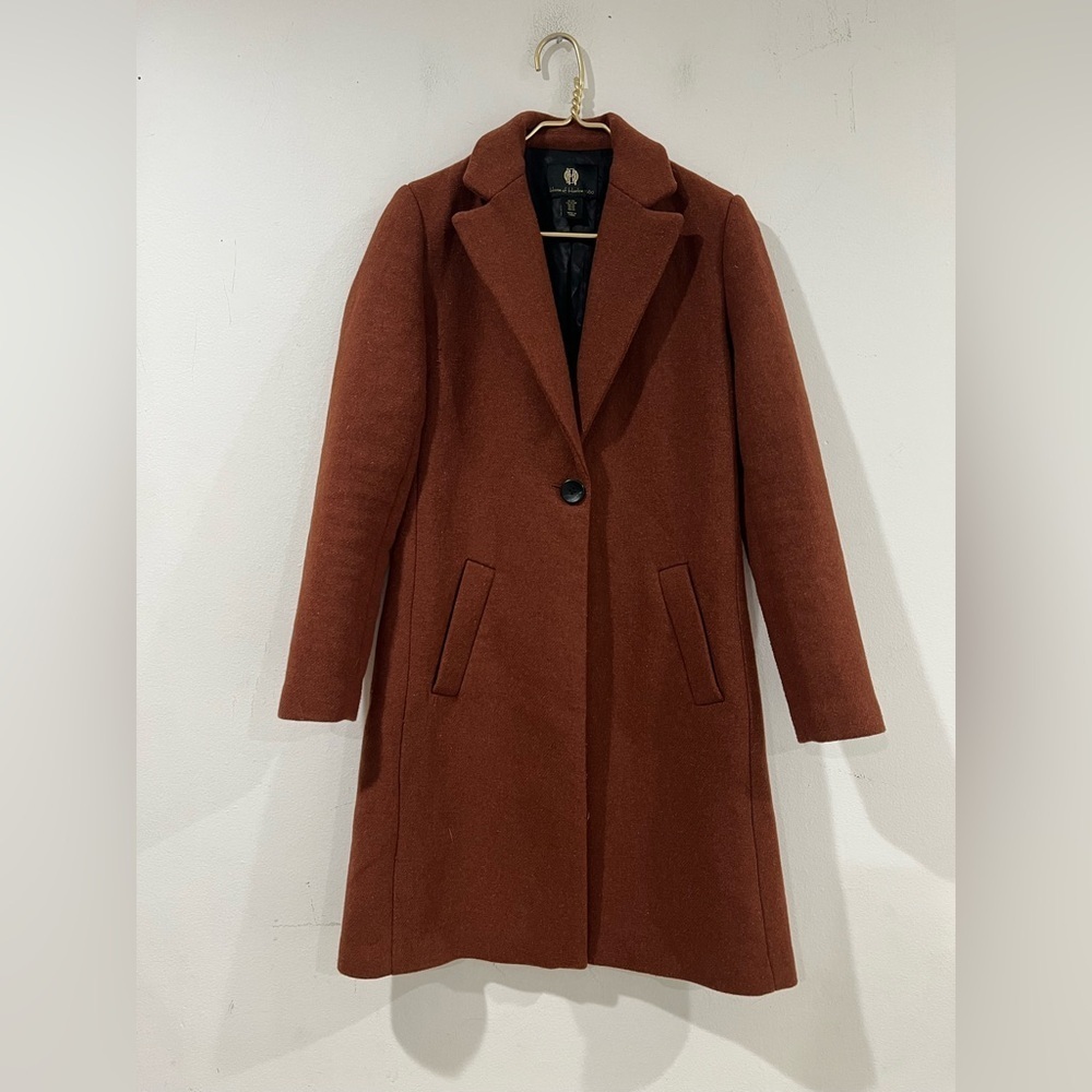 House of Harlow 1960 women's brown coat with lapel, wool blend, XS